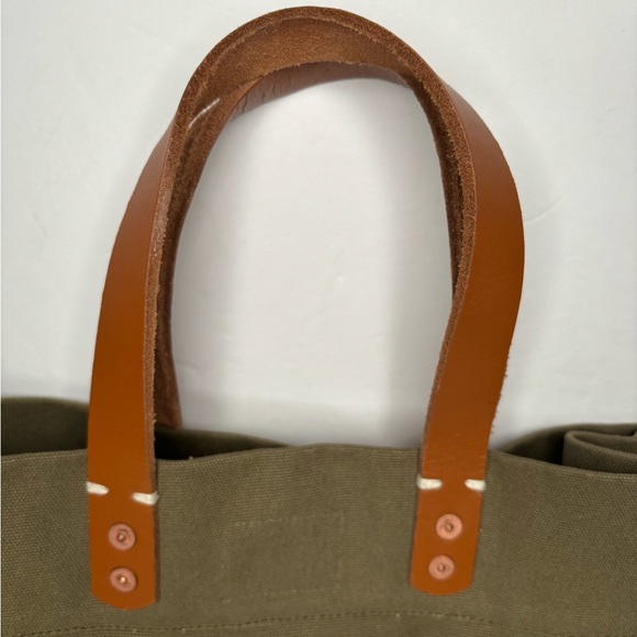 FEED Every day  green  classic canvas and leather tote bag purse. - Picture 6 of 12